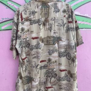 ALLOVER HARLEY DAVIDSON HAWAIIAN PRINT SHIRT in BEIGE