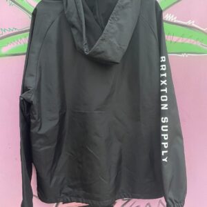 BRIXTON HEAVY FLEECE LINED NYLON HOODED ZIP-UP JACKET in BLACK