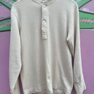 J.T. FLAGG KNITTING CO. INC. 1950S HEAVY MILITARY GRADE UTILITARIAN KNIT THERMAL UNDERSHIRT in BEIGE