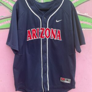 NIKE NCAA UNIVERSITY OF ARIZONA WILDCATS BUTTON UP BASEBALL JERSEY in BLUE, RED