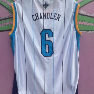 NBA NEW ORLEANS #6 CHANDLER PINSTRIPE BASKETBALL JERSEY in WHITE, TEAL, YELLOW