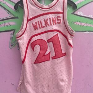 MITCHELL AND NESS OVERDYED NBA ATLANTA HAWKS #21 WILKINS BASKETBALL JERSEY in PINK, RED