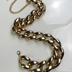 COOL! GOLD PLATED OVERSIZED PLASTIC PUFFY CHAIN LINK BELT / NECKLACE in GOLD