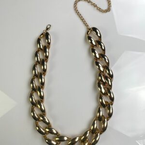 COOL! GOLD PLATED OVERSIZED PLASTIC PUFFY CHAIN LINK BELT / NECKLACE in GOLD