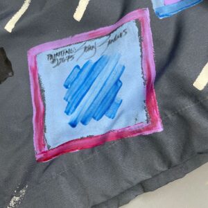 ANN ORIGINAL SEATTLE WILD! 1980S-90S HAND PAINTED COLOR BLOCK WINDBREAKER JACKET *SIGNED in GREY, PURPLE