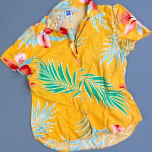 ZIP CODE *AS-IS* SO SWEET! LITTLE HAWAIIAN PRINT RAYON SHIRT in YELLOW