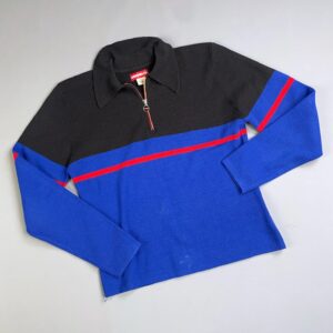 UNION BAY *AS-IS* CUTE! 1990S QUARTER ZIP KNIT PULLOVER TOP in BLUE, BLACK, RED