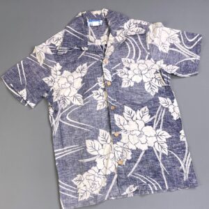 OCEAN PACIFIC *AS-IS* OP!! 1970S 100% COTTON INSIDE OUT HAWAIIAN SHIRT in BLUE, WHITE