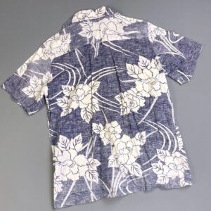 OCEAN PACIFIC *AS-IS* OP!! 1970S 100% COTTON INSIDE OUT HAWAIIAN SHIRT in BLUE, WHITE