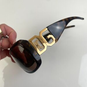 DOLCE & GABBANA Y2K MADE IN ITALY D&G SUNGLASSES TORTOISE WRAP AROUND SUNGLASSES, HINGE D&G SIDE EMBLEMS - DG 4005 in BROWN, GOLD