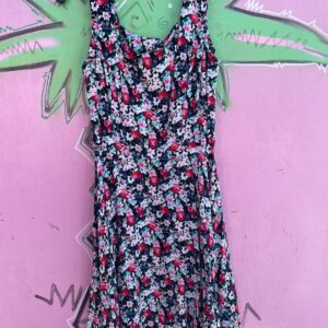 ALL THAT JAZZ 1990S FLORAL PRINT MINI DRESS LACE UP BACK in PINK, WHITE