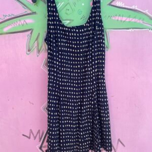 MIC MAC *AS-IS* 1990S POLKA DOT RAYON FIT & FLARE MINI DRESS in BLUE, WHITE