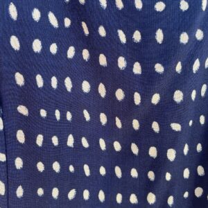 MIC MAC *AS-IS* 1990S POLKA DOT RAYON FIT & FLARE MINI DRESS in BLUE, WHITE