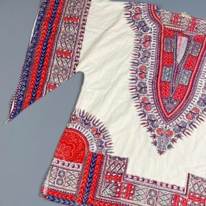 *AS-IS* 1970S 100% COTTON CLASSIC DASHIKI TOP in CREME, RED, PURPLE