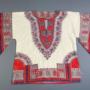 *AS-IS* 1970S 100% COTTON CLASSIC DASHIKI TOP in CREME, RED, PURPLE