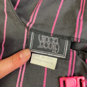 GINGER SO CUTE! 1980S-90S 100% COTTON VERTICAL STRIPED BUTTON FRONT JUMPSUIT in BLACK, PINK