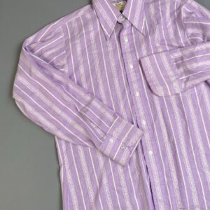 KENT COLLECTION BY ARROW *AS-IS* ORNATE VERTICAL STRIPED LONG SLEEVE BUTTON DOWN SHIRT in PURPLE, WHITE