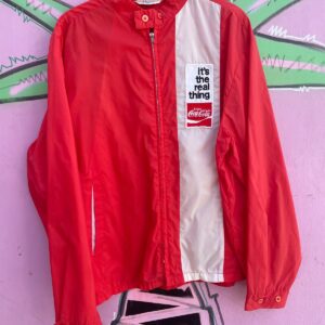 RONNER 1970S COCA-COLA  IT'S THE REAL THING ZIP-UP CAFE RACER WINDBREAKER in RED, WHITE