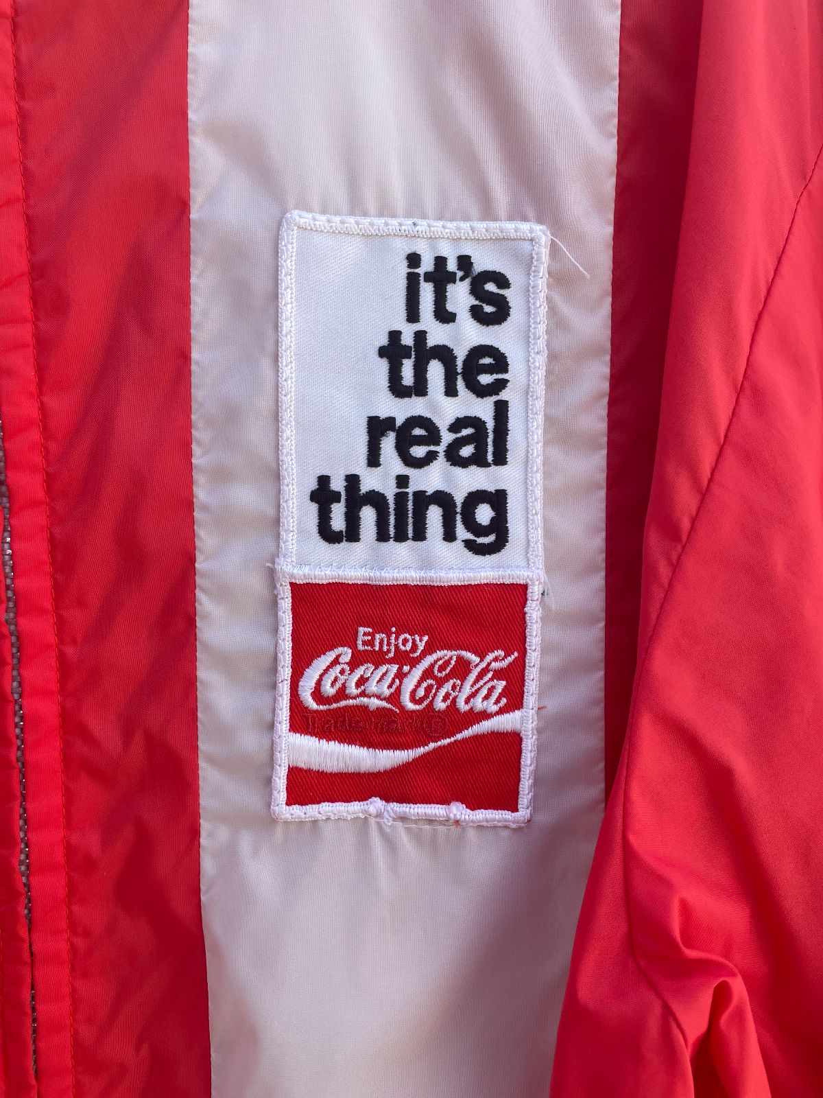RONNER 1970S COCA-COLA IT'S THE REAL THING ZIP-UP CAFE RACER WINDBREAKER in RED, WHITE
