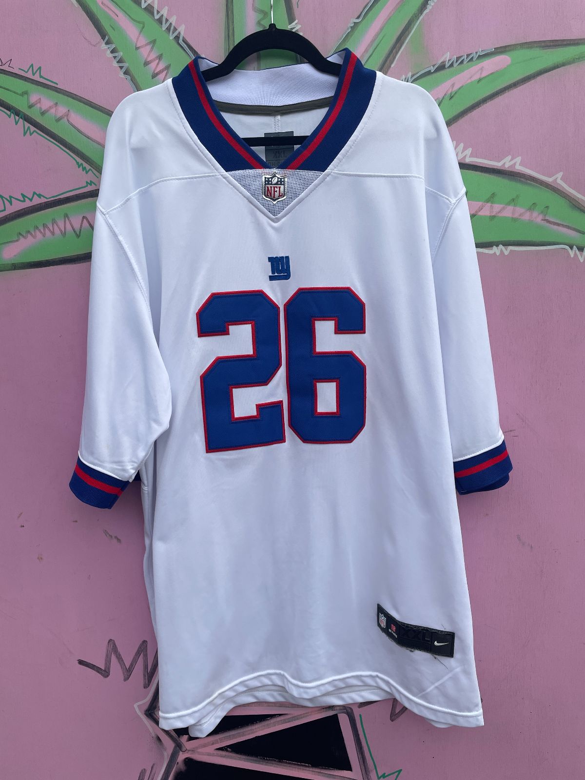 NFL PLAYERS AS-IS NFL NEW YORK GIANTS #26 BARKLEY EMBROIDERED FOOTBALL JERSEY in WHITE