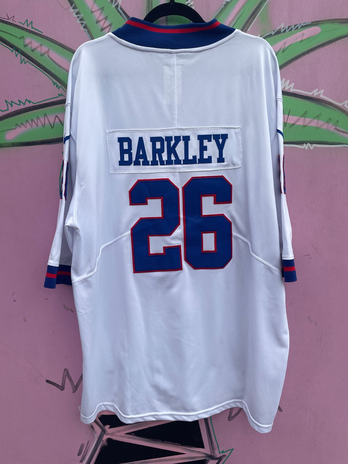 NFL PLAYERS AS-IS NFL NEW YORK GIANTS #26 BARKLEY EMBROIDERED FOOTBALL JERSEY in WHITE