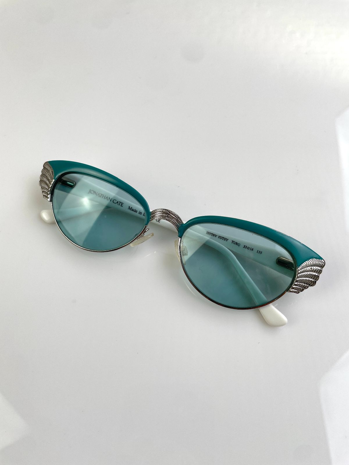 JONATHAN CATE MADE IN ITALY 1950S STYLE ORNATE FRAME CAT EYE - HOTSIE TOTSIE in SILVER, BLUE