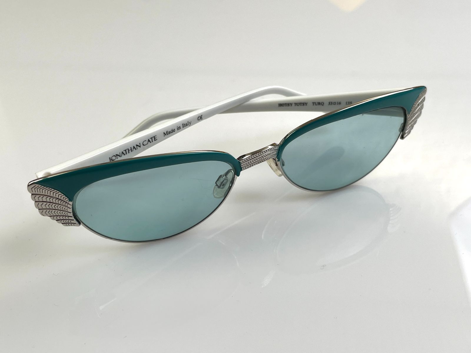 JONATHAN CATE MADE IN ITALY 1950S STYLE ORNATE FRAME CAT EYE - HOTSIE TOTSIE in SILVER, BLUE