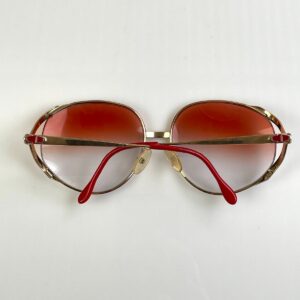 CHRISTIAN DIOR GORGEOUS! 1970S DIOR GOLD BUTTERFLY FRAME CUSTOM GRADIENT LENSE in GOLD, RED, AMBER