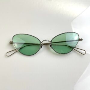 RARE! 18K WHITE GOLD WIRE RIM ROUNDED CATEYE SUNGLASSES *NEVER RELEASED in SILVER, BLUE