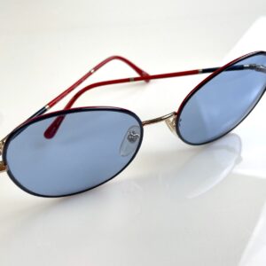 TURA RAD! 1980S MADE IN JAPAN ENAMELED TUBE WIRE FRAME SUNGLASSES, CUSTOM MODEL 274 in RED, BLUE