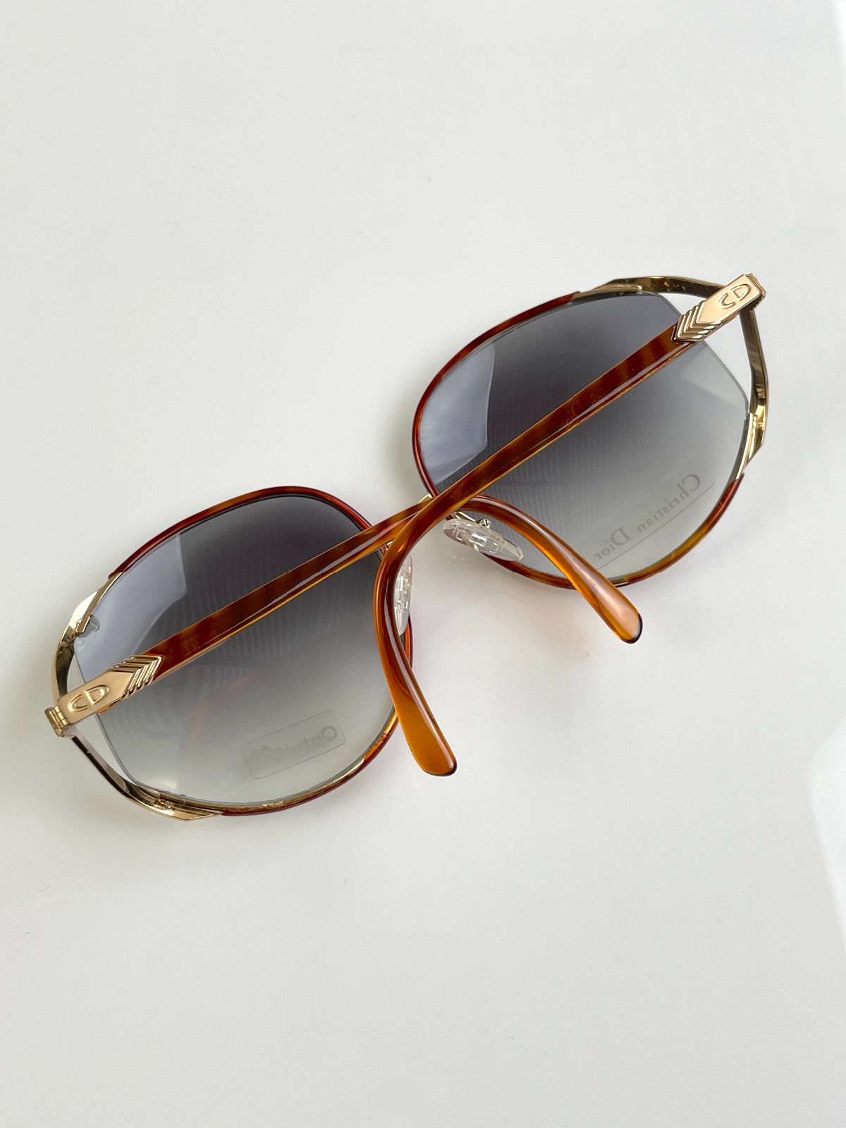 CHRISTIAN DIOR *AS-IS* 1970S DEADSTOCK DIOR GOLD BUTTERFLY FRAME SUNGLASSES in GOLD, AMBER
