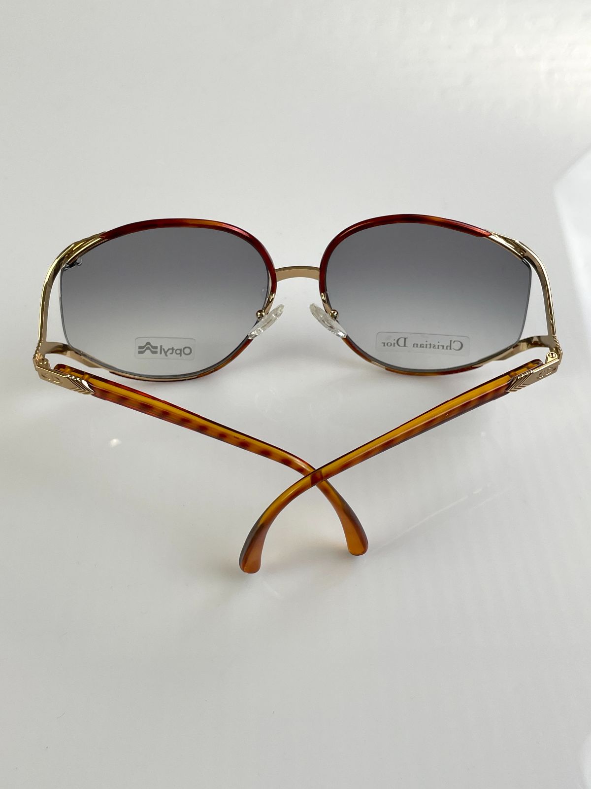 CHRISTIAN DIOR *AS-IS* 1970S DEADSTOCK DIOR GOLD BUTTERFLY FRAME SUNGLASSES in GOLD, AMBER
