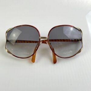 CHRISTIAN DIOR *AS-IS* 1970S DEADSTOCK DIOR GOLD BUTTERFLY FRAME SUNGLASSES in GOLD, AMBER