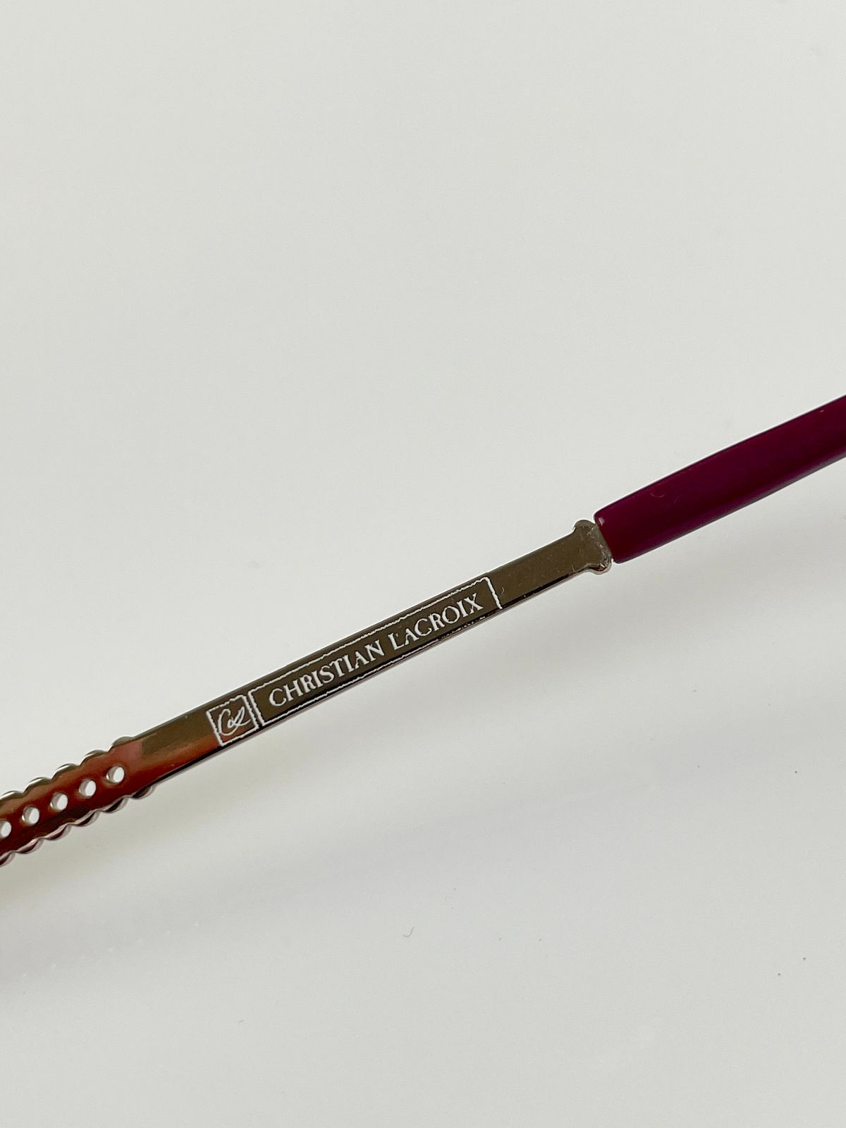 CHRISTIAN LACROIX 1980S REVERSE GRADIENT MUSTACHE TOP BROW WIRE FRAME SUNGLASSES in SILVER, PINK