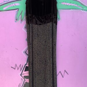 CITRON SANTA MONICA 1990S LONG MAXI DRESS FLOCKED VELVET MESH PANEL in OLIVE