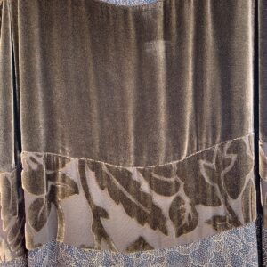 CITRON SANTA MONICA 1990S LONG MAXI DRESS FLOCKED VELVET MESH PANEL in OLIVE