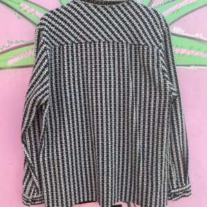 COOL WOVEN TEXTILE ZIP-UP JACKET in BLACK, WHITE