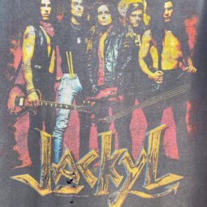 GIANT 1980S PERFECTLY FADED JACKYL GRAPHIC BAND TEE in BLACK