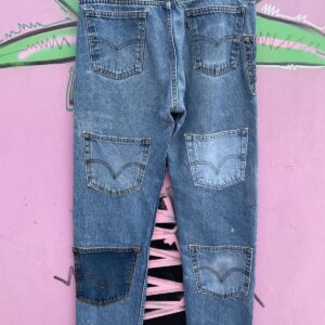 LEVIS ONE OF A KIND! REPURPOSED LEVIS ORANGE TAB DENIM JEANS + 11 POCKETS in BLUE