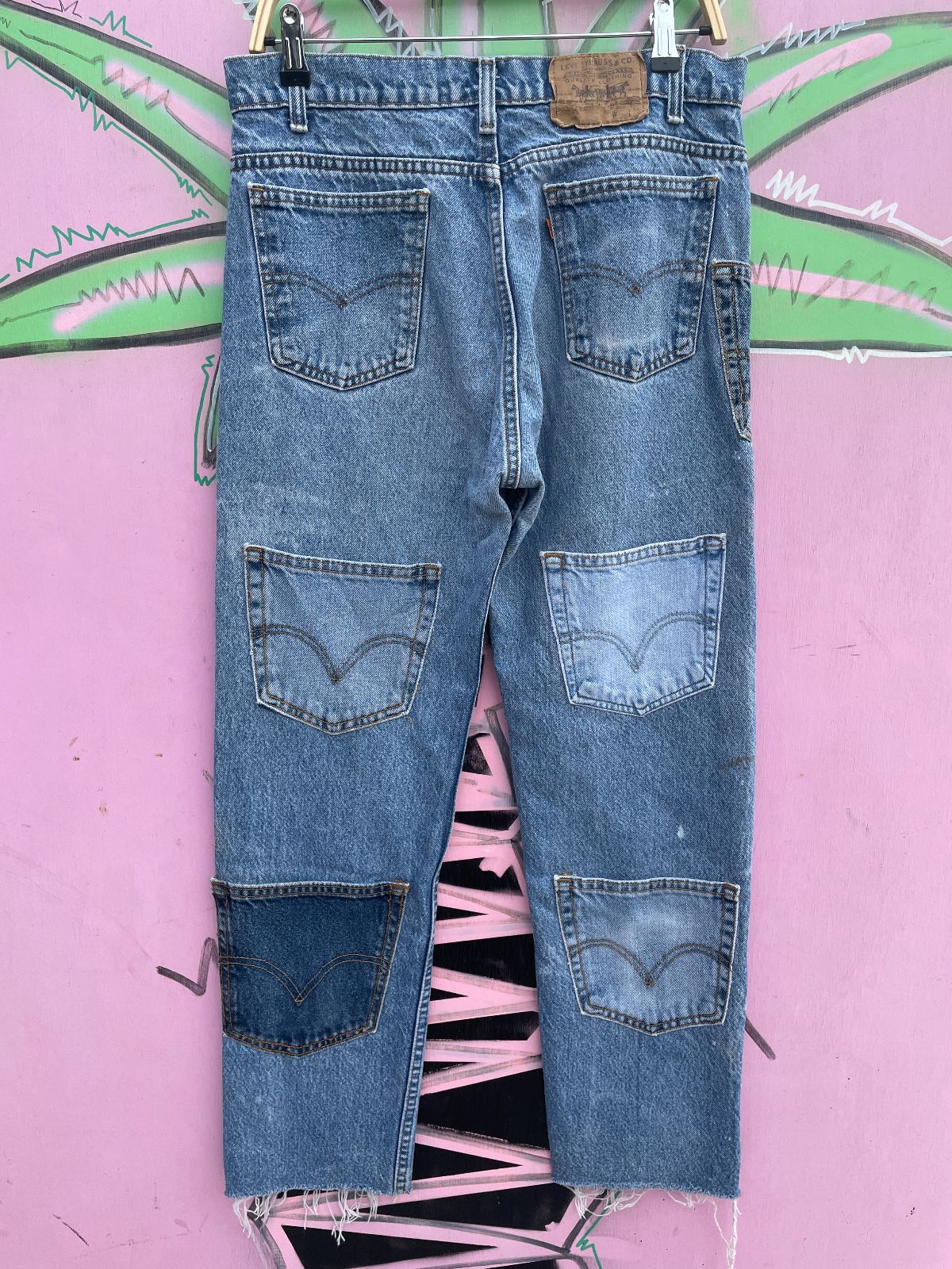 LEVIS ONE OF A KIND! REPURPOSED LEVIS ORANGE TAB DENIM JEANS + 11 POCKETS in BLUE