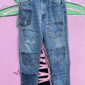 LEVIS ONE OF A KIND! REPURPOSED LEVIS ORANGE TAB DENIM JEANS + 11 POCKETS in BLUE