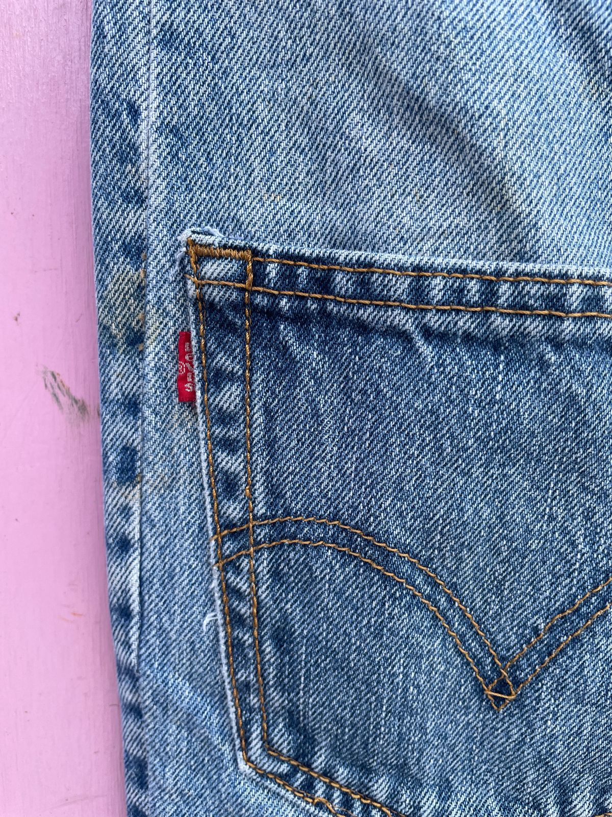 LEVIS ONE OF A KIND! REPURPOSED LEVIS ORANGE TAB DENIM JEANS + 11 POCKETS in BLUE