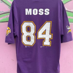 SPORT ATTACK MINNESOTA VIKINGS NUMBER 84 RANDY MOSS 100% COTTON FOOTBALL JERSEY TSHIRT in PURPLE, YELLOW