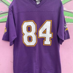 SPORT ATTACK MINNESOTA VIKINGS NUMBER 84 RANDY MOSS 100% COTTON FOOTBALL JERSEY TSHIRT in PURPLE, YELLOW