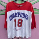 1980S CHAMPIONS 18 IVY LEAGUE FOOTBALL TEAM PRINSTRIPE JERSEY T-SHIRT