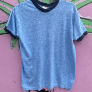 1970S-80S JOHANSEN BUS CO. BACK GRAPHIC HEATHERED RINGER TEE in BLUE