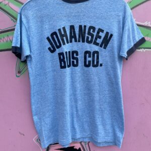 1970S-80S JOHANSEN BUS CO. BACK GRAPHIC HEATHERED RINGER TEE in BLUE