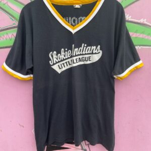 DON ELLESON SKOKIE INDIANS LITTLE LEAGUE RINGER BASEBALL T-SHIRT in BLACK, YELLOW