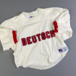 RAD! 1970S EMBRDOIERED, CROPPED & UPCYCLED RINGER SPORTS PRACTICE JERSEYS – DEUTSCH #19 JO