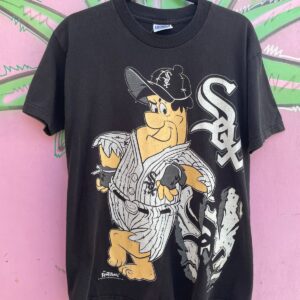 AMERICA'S SPORT TEAM 1990S 100% COTTON FRED FLINTSTONE CHICAGO WHITE SOX GRAPHIC TSHIRT in BLACK